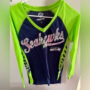 Women's Seahawks Long Sleeve Tee - Navy and Green